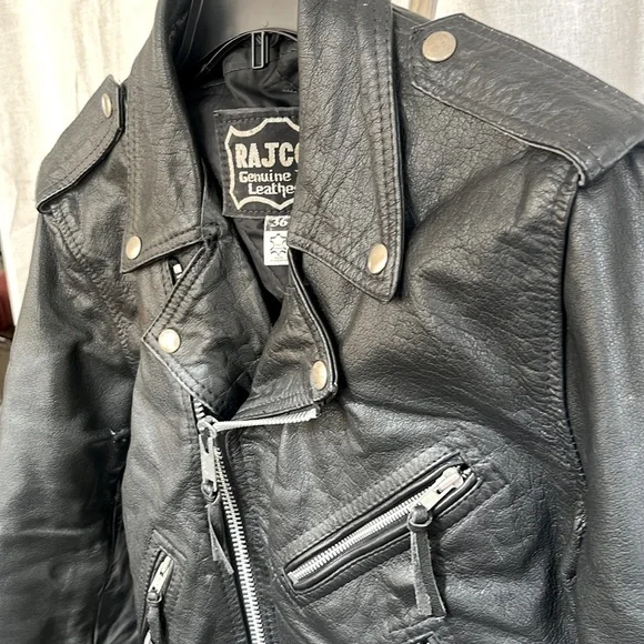 Vintage Leather Biker Moto Jacket Coat - Small - Picture 2 of 5